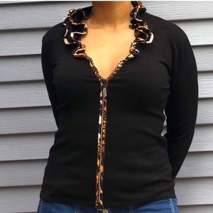 Belldini Zip-up Sweater Rhinestone